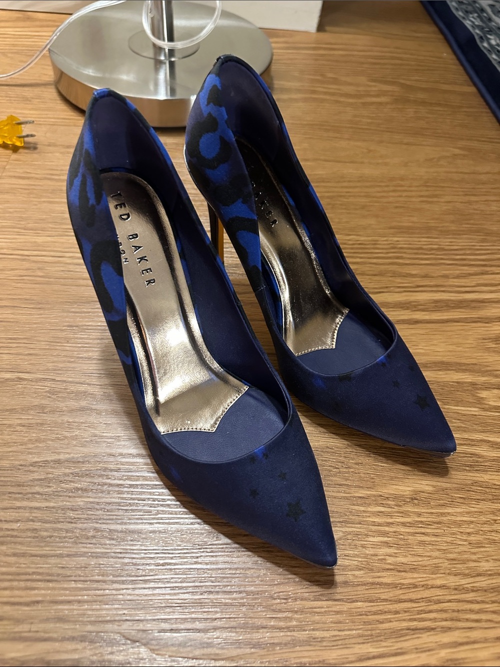 Ted Baker Blue Patterned Pointed Toe Stiletto Heels